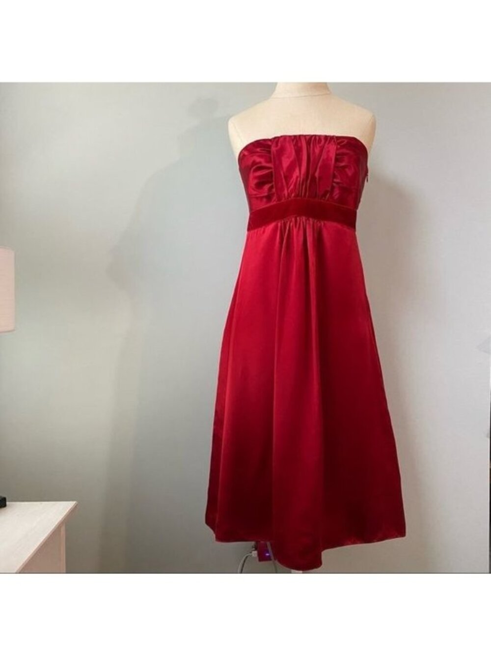 Banana Republic Silk Red Strapless Dress